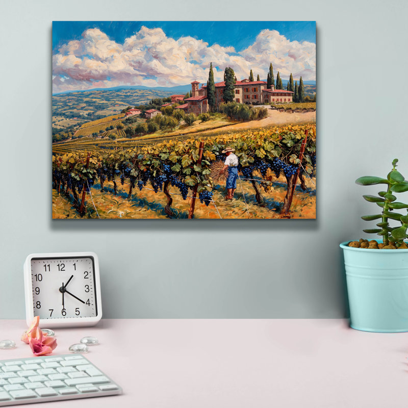  «Tuscan Vineyard Harvest» par Doron David, art mural sur toile, 16 po x 12 po, H 12 po x l 16 po