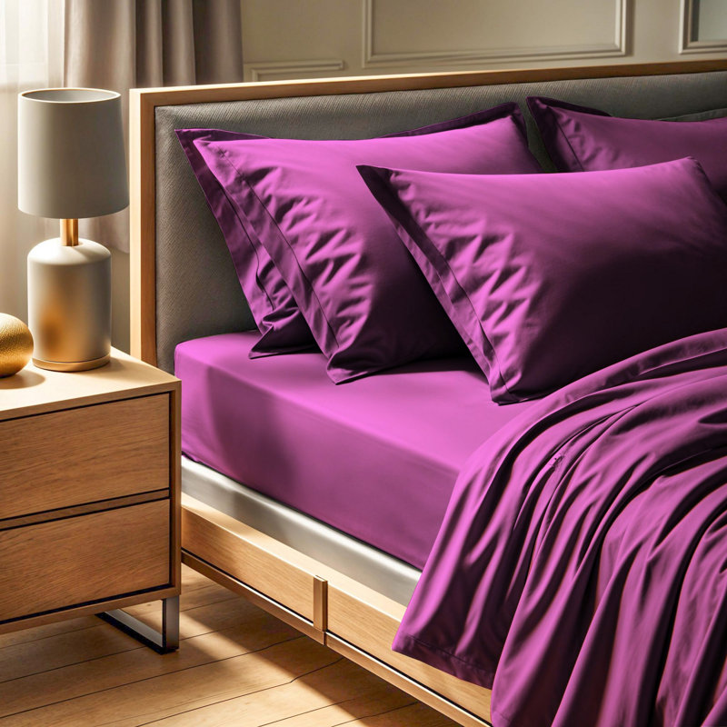 Premium Purple Fitted Sheet, 55 x 75 + 11.8 Deep | 100% Cotton Ranforce, 155 Thread Count | Soft, Durable, Machine Washable at 86°F | Ideal for Comfortable Sleep & Easy Care in Any Bedroom