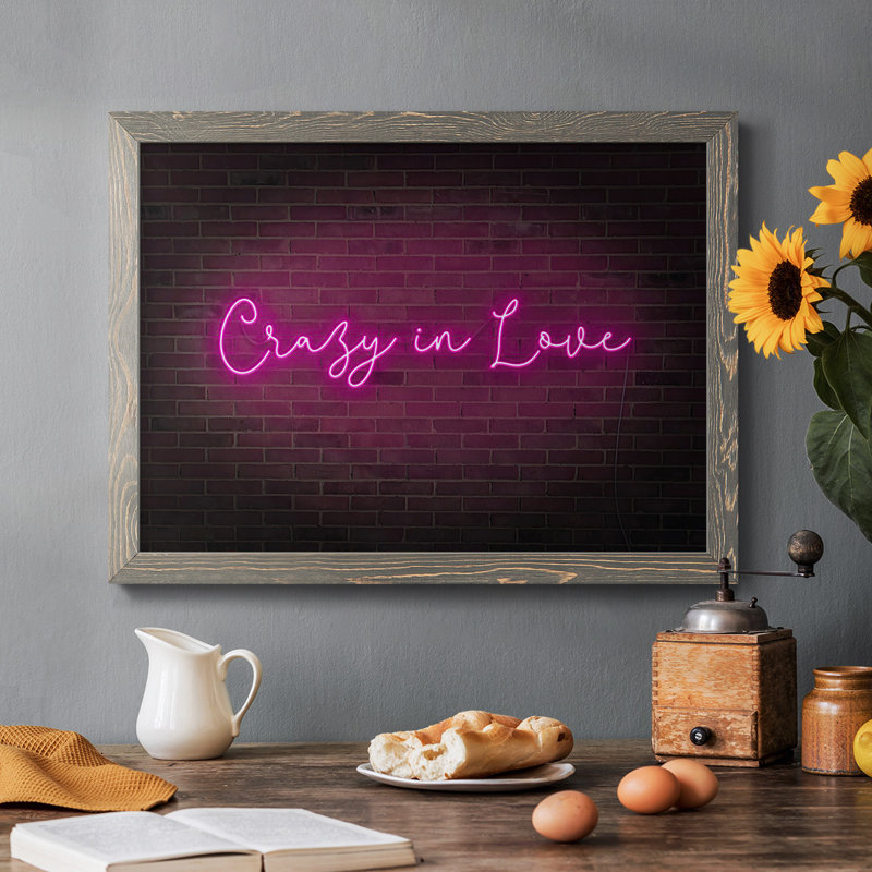 «Neon Love II», art textuel sur toile, Gris, H 18 po x l 26 po x P 1,5 po