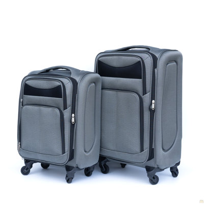 (20 + 24) Ensemble de valises deux pièces Mallette de transport Oxford sans verrou de mot de passe roue universelle GRIS