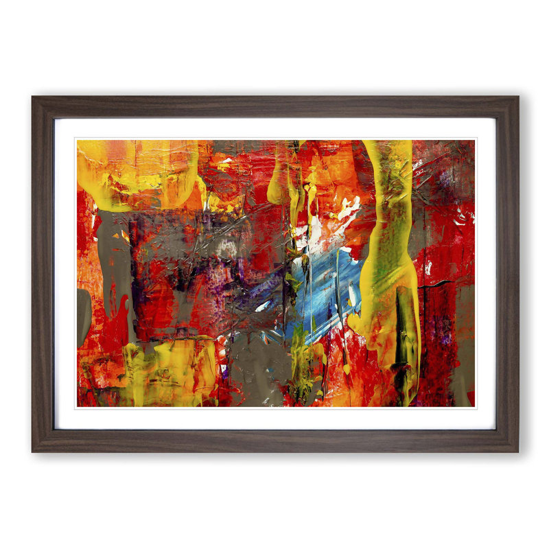 Abstract Art Painting Vol.198 by S.Johnson - Picture Frame Painting Print, 62cm H x 87cm W x 2cm D, Walnut Framed