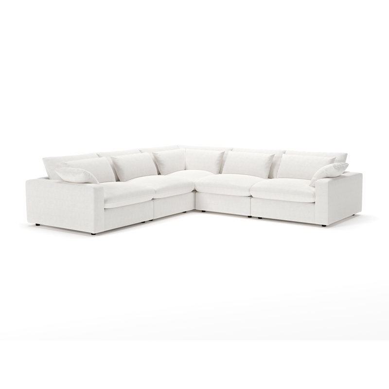 Canapé modulaire 5 pièces Remy, Chenille Crypton® neige Nomad