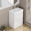 Ensemble de meuble-lavabo 24 po avec lavabo, meuble-lavabo à 2 tiroirs, armoire de salle de bain autoportante à assemblage rapide, système de fermeture en douceur, cuve en céramique à rebords épais unique, conception sans poignée