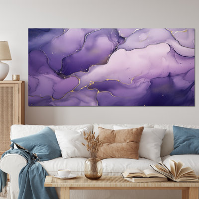 Mauve et or marbré encre de nuages - art mural fractales