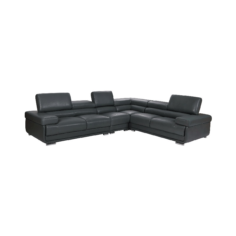 Crown Leather Modular Reversible Sectional Sofa – Dark Grey