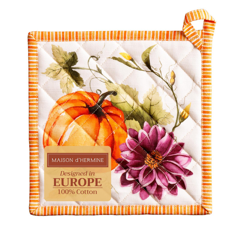 Maison d'Hermine Pumpkin Garden - Manique en coton 100 % couleur crème nuageuse - 20 x 20 cm