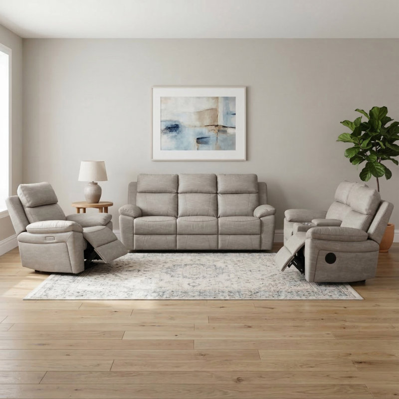 Chaqueta 2 Seater Electric Reclining Loveseat, Light Grey