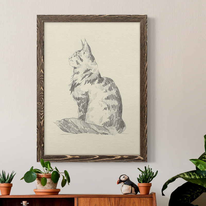 Toile encadrée de qualité supérieure House Cat II - prête à être accrochée, H 20 po x l 17 po x P 1 po, Noyer