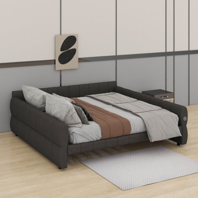 Lambswool Upholstered Platform Daybed With USB Ports