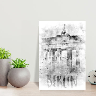 Berlin Brandenburg Gate Watercolor Abstract Modern City Wall Art Print