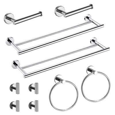 Ensemble de quincaillerie de salle de bain, accessoires de salle de bain, acier inoxydable, fixation murale, 10 pièces