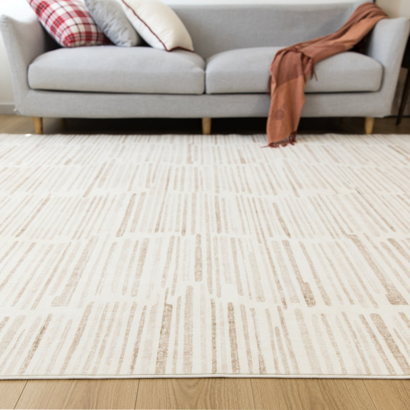 Tapis beige Cassella Sand Lines, Rectangulaire : 7 pi 9 po x 9 pi 9 po