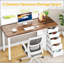 Bureau d'ordinateur moderne de 47 pouces avec 5 tiroirs et armoire réversible, idéal pour les petits espaces et le bureau à domicile