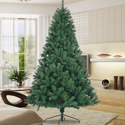 Artificial Christmas Tree Full Natural Spruce PVC Fir Tree 7.5Ft Foldable Metal Stand