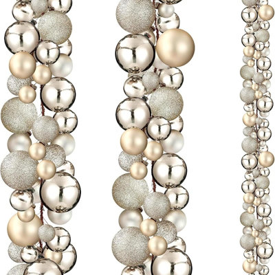Ensemble de guirlande ornement boule de Noël, guirlande de Noël champagne doré pour arbre de Noël, manteau de cheminée, escalier, porte, fenêtre et décoration de fête