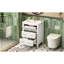 Ensemble de meuble-lavabo sur pied 24 po avec lavabo en céramique, ensemble de meuble-lavabo simple autoportant avec 3 tiroirs, armoire de rangement en bois blanc
