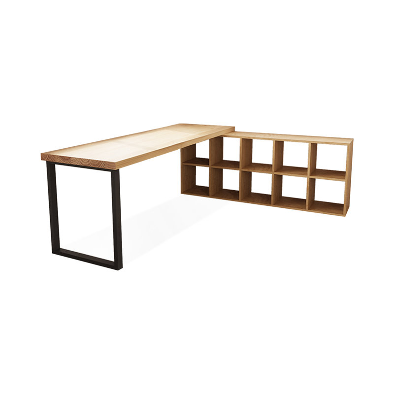 Bureaux en bois massif en L Burlywood, H 29,53 po x l 78,74 po x P 23,62 po, Retour à droite