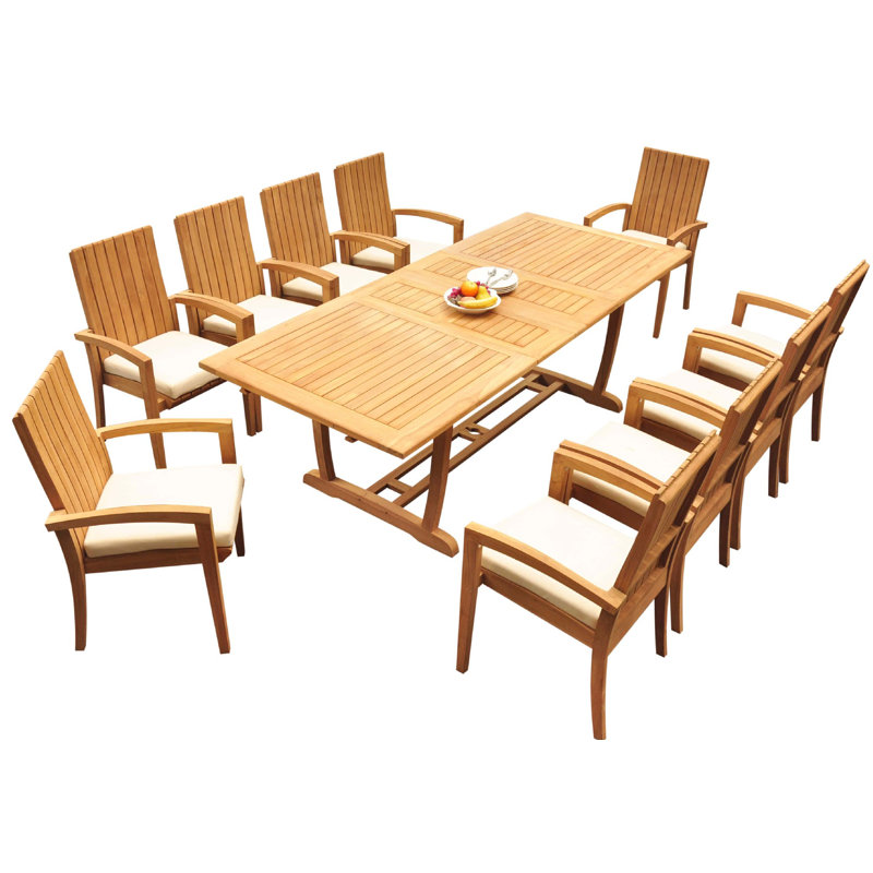 Werner Outdoor 7 - Piece Teak Dining Set, 30.5" H x 94" L x 40" W, 8