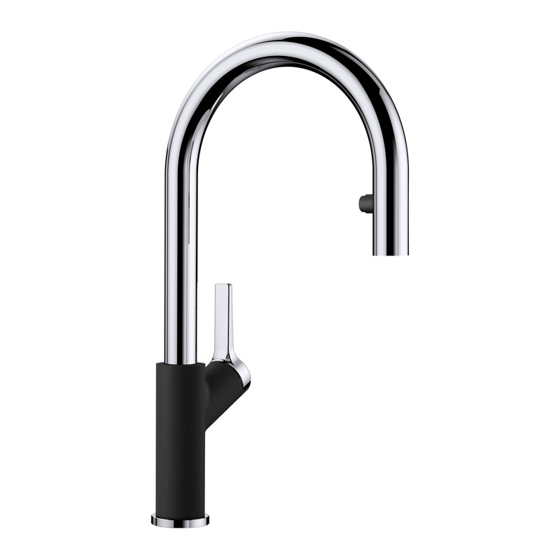 Urbena Pull-Down Dual-Spray Kitchen Faucet, Coal Black/Chrome