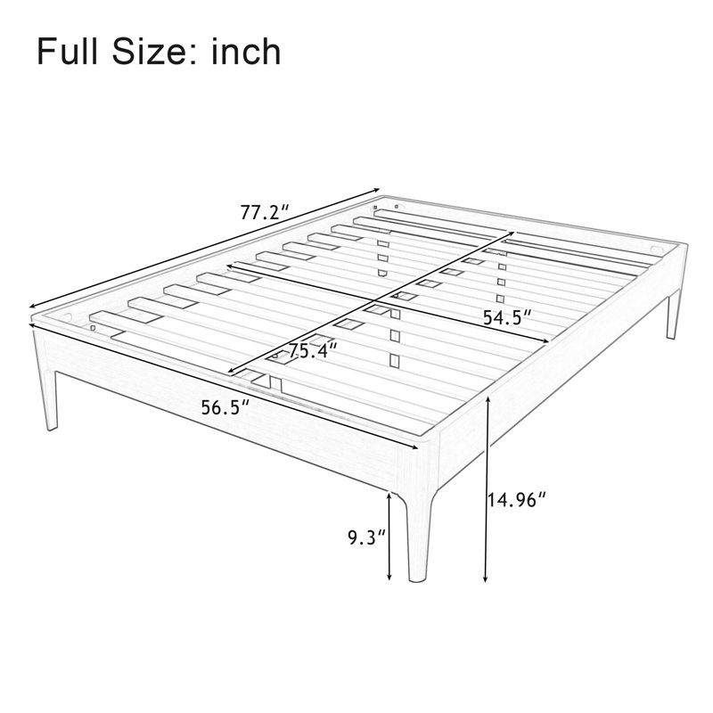 Solid Woood Platform Bed Frame, Chocolate, Full