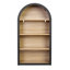 43 po de hauteur, bibliothèque arquée noire de 43 po, tablettes de rangement, look rétro classique, basculement, tablette d’ajout de salon polyvalente, hauteur, design élégant, construction, utilisation dans la maison