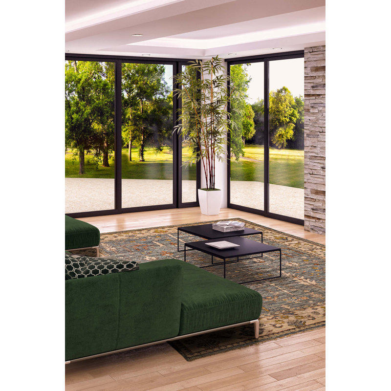 Tapis bleu denim Jules Serapi 8 pi 11 po x 11 pi 8 po