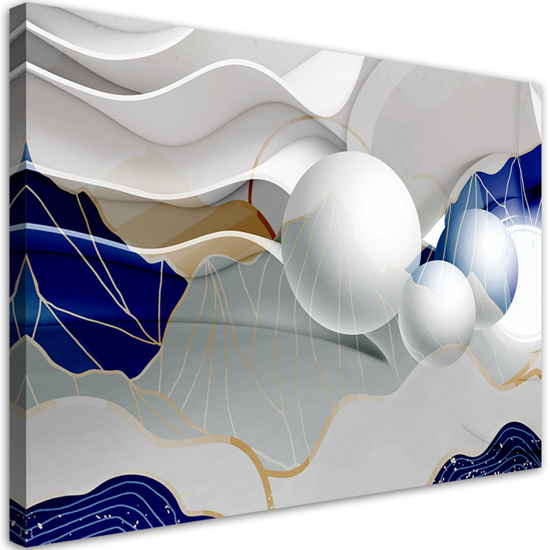 Image, Blue Balls 3D Abstract - Wrapped Canvas Print, 80cm H x 120cm W