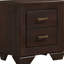 Table de chevet foncé 2, de forme rectangulaire pour la chambre à coucher, cadre et cuivres amplement essentiels en cuivre foncé, attrait naturel