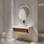 Meuble-lavabo mural 36 po, lavabo vasque rond, tablette ouverte-129410053
