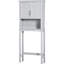 Tablette grise au-dessus de l'armoire de toilette - Organisateur à double porte avec espace de rangement ouvert et ajustable pour les cotons-tiges, organisation de salle de bain moderne intérieure