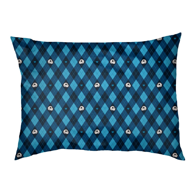 Coussin d'extérieur Campion Argyle Skulls, Très grand (l 52 po x P 42 po x H 17 po), Bleu / denim / noir