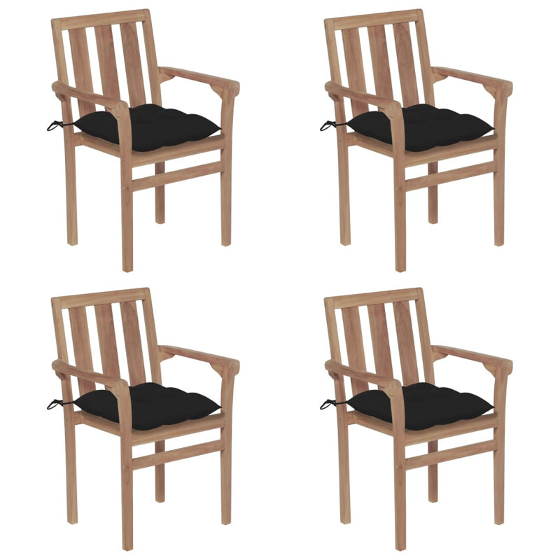 Chaise de patio en teck avec coussins Braxton-Rocco, Bleu