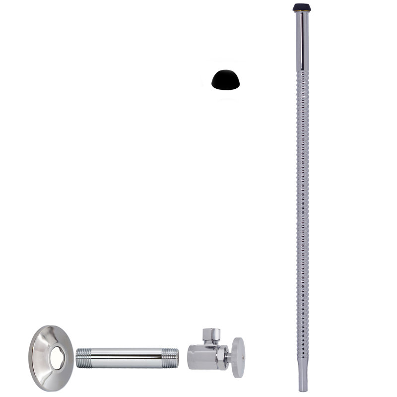 Ensemble d'alimentation en eau 1/2 po IPS x 3/8 po x P 15 po avec colonne ondulée et robinet d'arrêt à poignée ronde