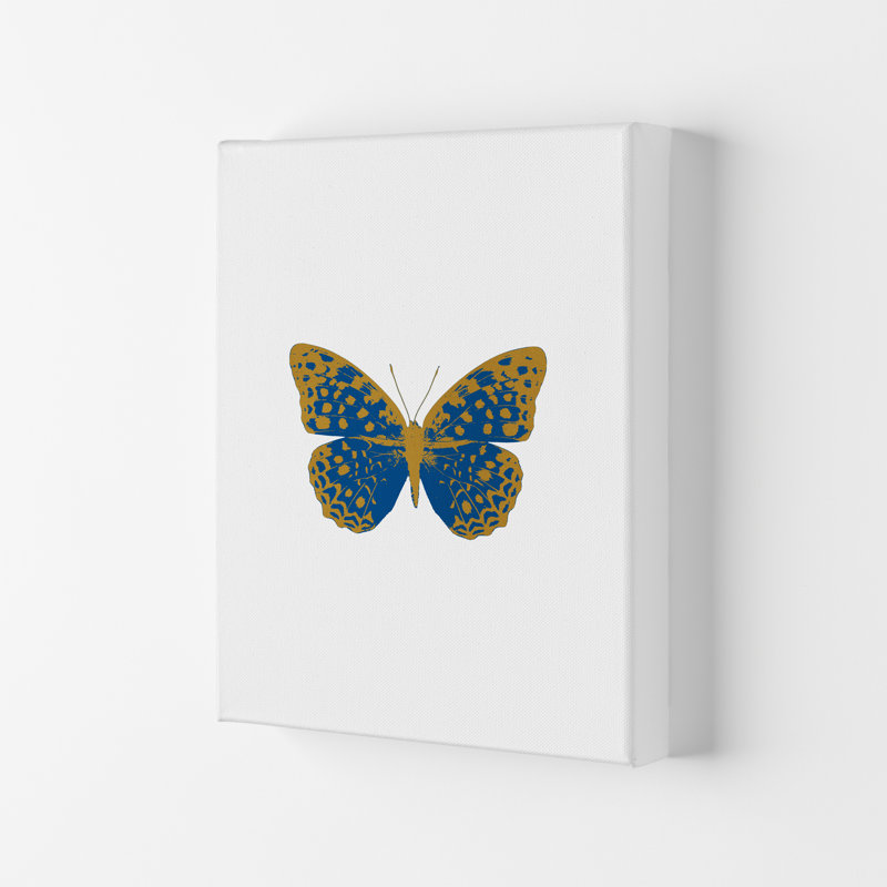 Butterfly - Print, 84.1cm H x 59.4cm W x 4cm D, Wrapped Canvas, Blue