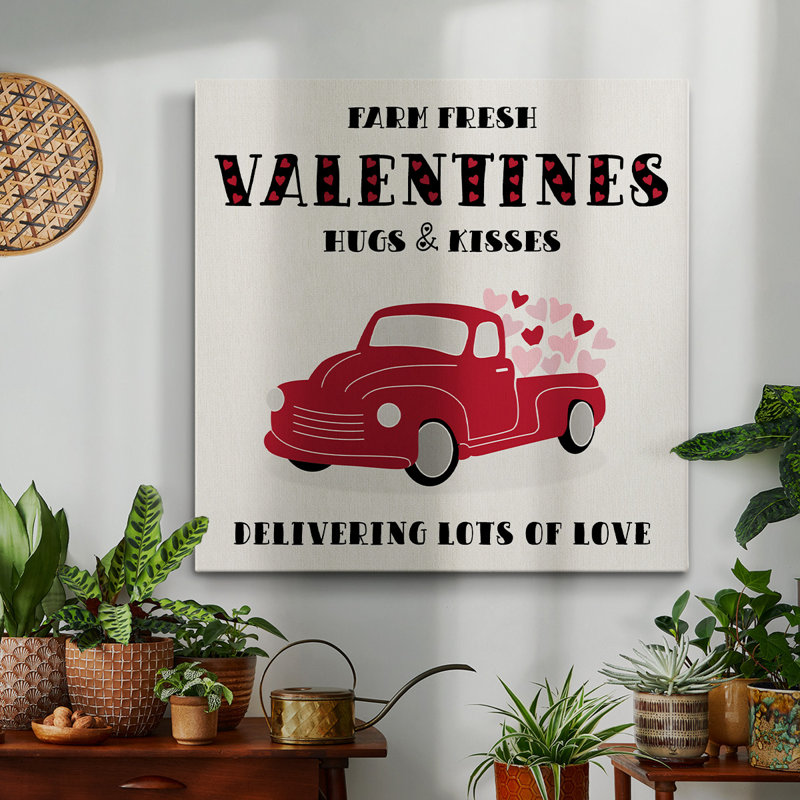 Farm Fresh Valentines - Toile tendue avec châssis de qualité supérieure - prête à être accrochée