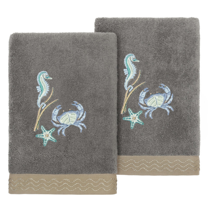 100% Turkish Cotton Aaron 2 Piece Hand Towel Set, Charcoal