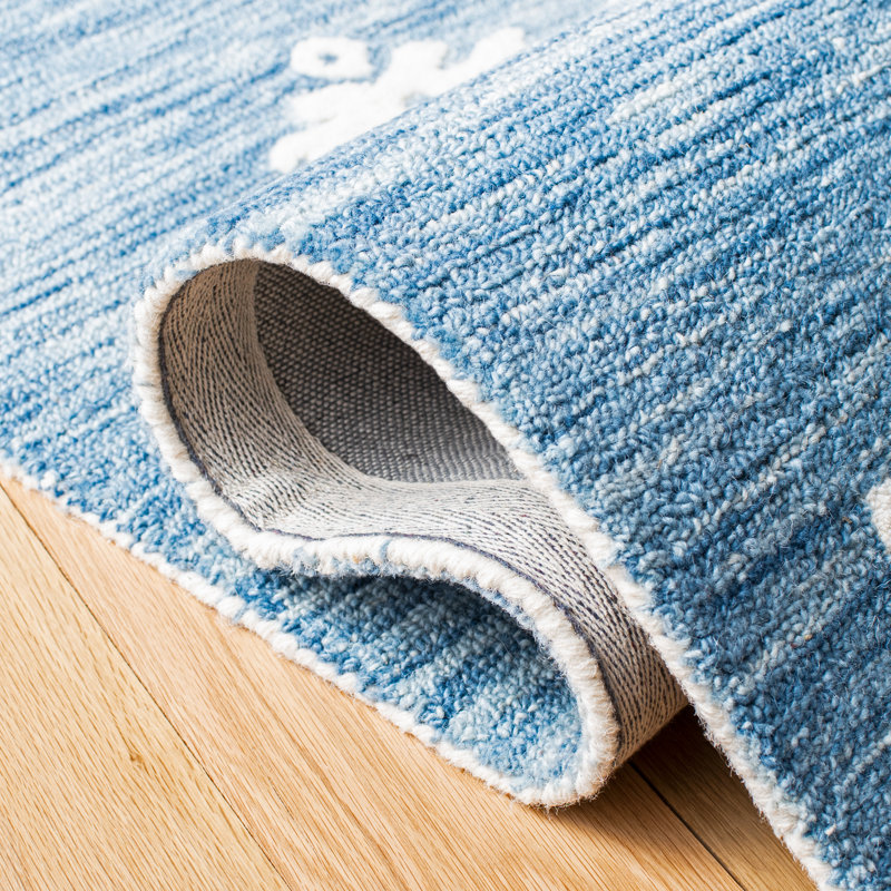 Hand Tufted Wool/Cotton Southwestern Rug in Blue, Square 7'