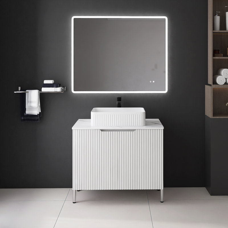 Meuble-lavabo simple 30 po avec plateau en pierre reconstituée Cariotta