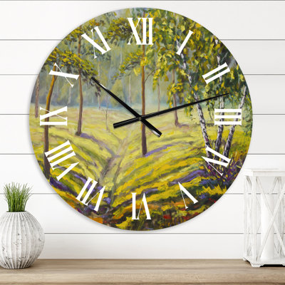 Pine Trees and Bushes In The Forest II - Traditional wall clock