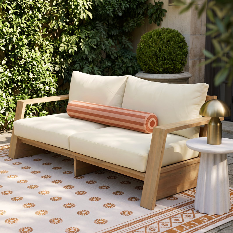Causeuse en bois d'acacia avec coussins Zorin Modern Coastal Patio