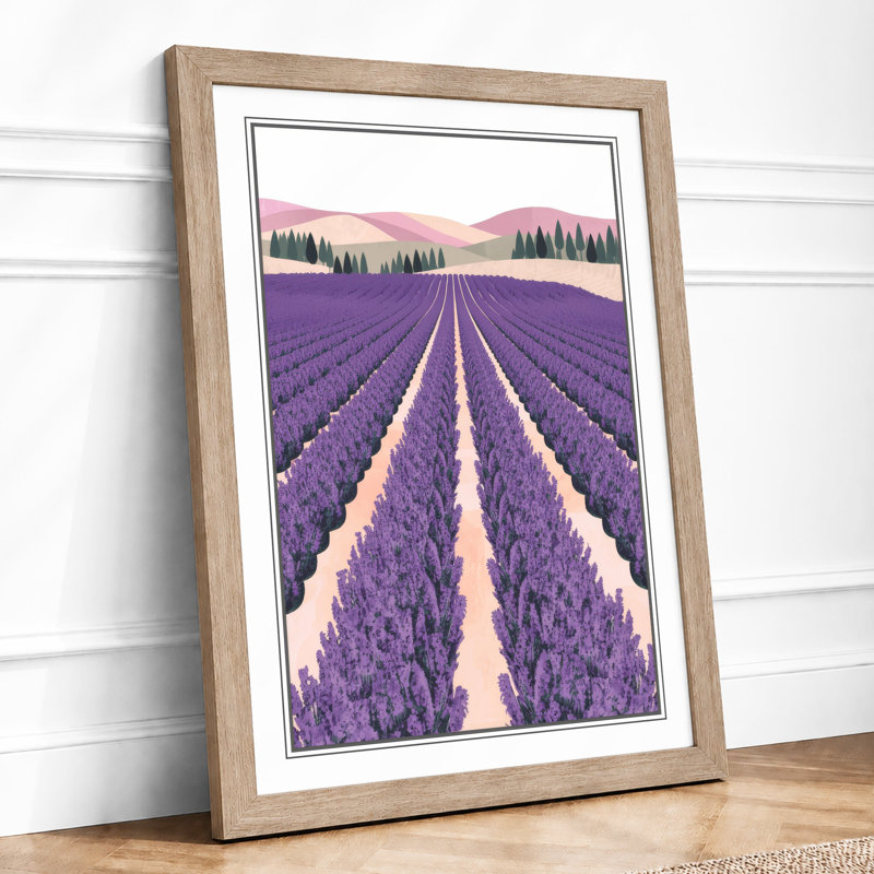 Lavender Fields At Dusk Pastoral - Print, A2 - 59.4 x 42.0 cm, Oak