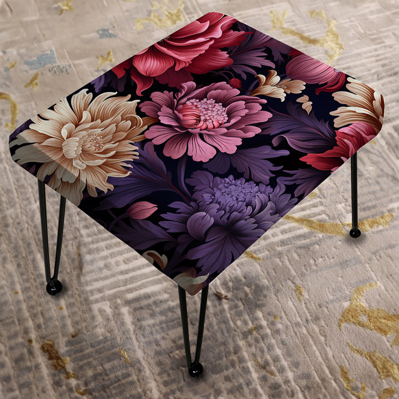 Harmonie damassée rose et mauve bohémienne - Repose-pieds rectangulaire damassé