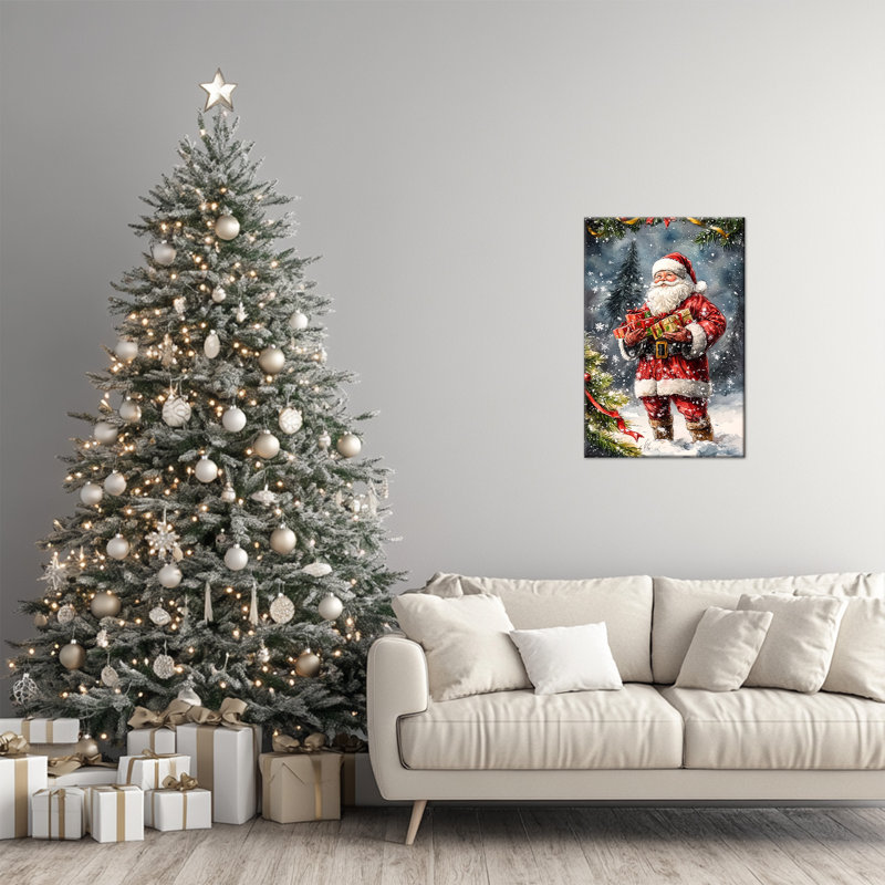 Grand tableau du père Noël Abiel - affiche de photos de scène d'hiver festive, œuvre d'art rétro des Fêtes pour la maison, le salon, la chambre, la cuisine, 28 po x 40 po