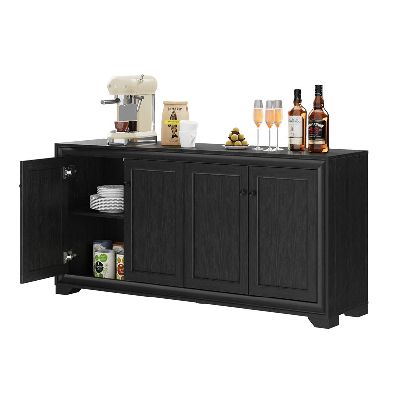 60" Sideboard With Storage, 4 Doors Modern Buffet Cabinet With 2 Large Cabinet & Adjustable Shelves For Dining Room, Kitchen, Entryway