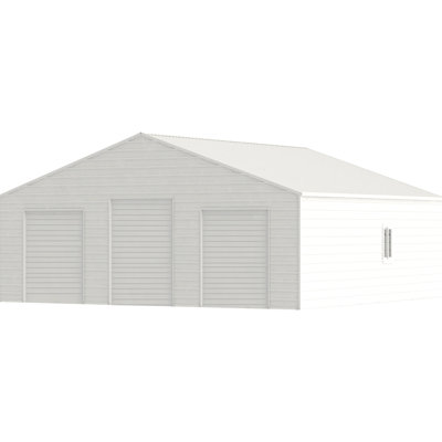 39Ft Metal Building, Heavy - Duty Barn With 3 Rolling Doors, 15Ft Height, 1521 Sq.Ft Area, Cream Color Finish, Requires Unloading Equipment By Barn, Storage For Vehicles And Machinery, 2 Windows, 14