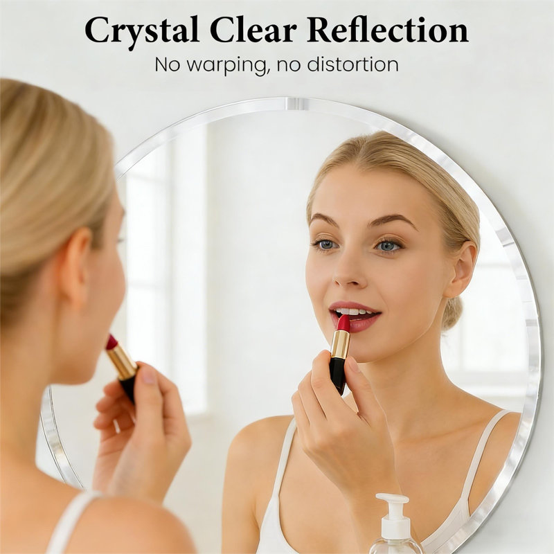 Modern Frameless Round Bathroom Mirror 36 Inch, Beveled Edge Circle Vanity Mirror for Wall Decor, Elegant Bathroom, Living Room & Entryway