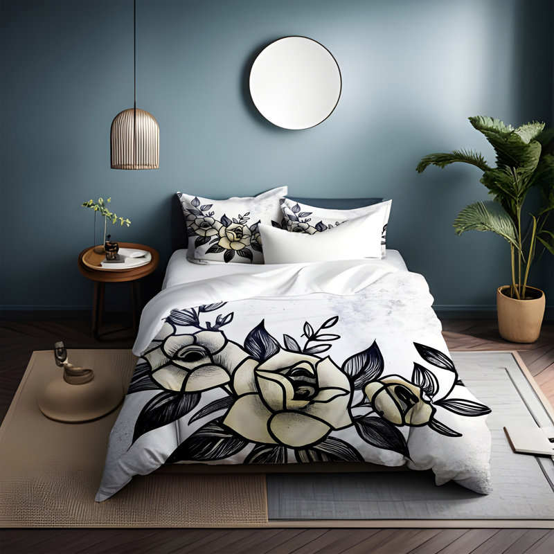 Ensemble de housse de couette , Housse de couette simple + 1 taie décorative pour