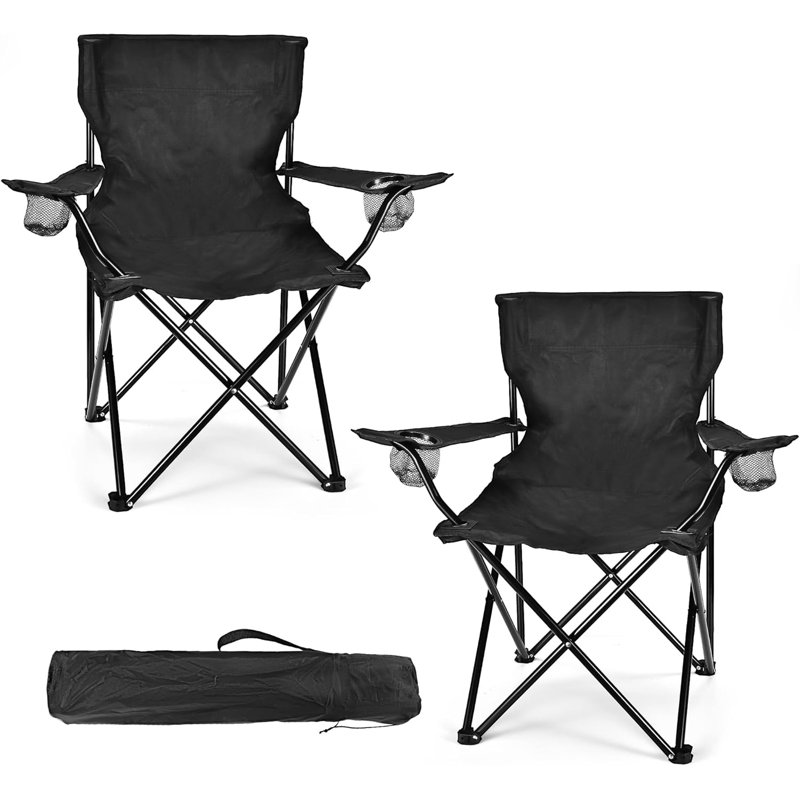 2 Pack Lightweight Camping Chairs for Adults & Teens, 250LBS Capacity Foldable Portable Chairs