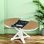 Table de salle à manger rétro extensible avec rallonge papillon - base en bois massif, convertible ovale / ronde pour 6 personnes-616954105-616954087