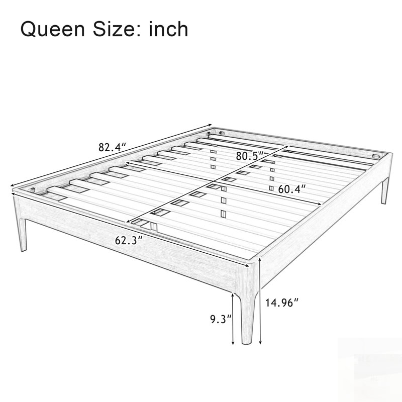 Solid Dry Bamboo Wood Platform Bed Frame, With Wood Slat Metal Support, Modern & Minimalist Style, No Box Spring Needed, Easy Assembly